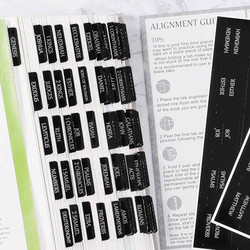 Thinkor Reposition Laminated Bible Tabs, Large Print Stickers, Easy to Read and Apply Bible Tabs for Women and Man (Luxury Black)