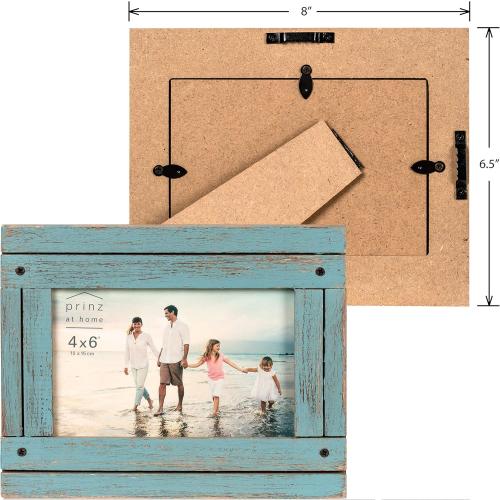 Prinz Homestead Distressed Wood Picture Frame, for 4x6 Photos, Wall or Tabletop Display, Blue