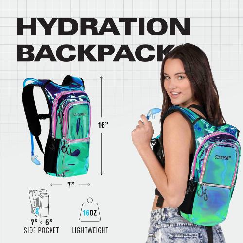 Sojourner Hydration Pack, Hydration Backpack -, Festival Essential - Rave Hydration Pack Hydropack Hydro for Hiking, Running, Biking, Festival Gear