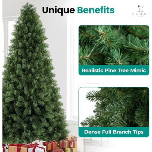 6ft Full Body Unlit Artificial Christmas Tree, Realistic Dense Pine with 1,000 Branch Tips, Hinged Easy Assembly & Stable Base, Perfect for Holiday Ornaments