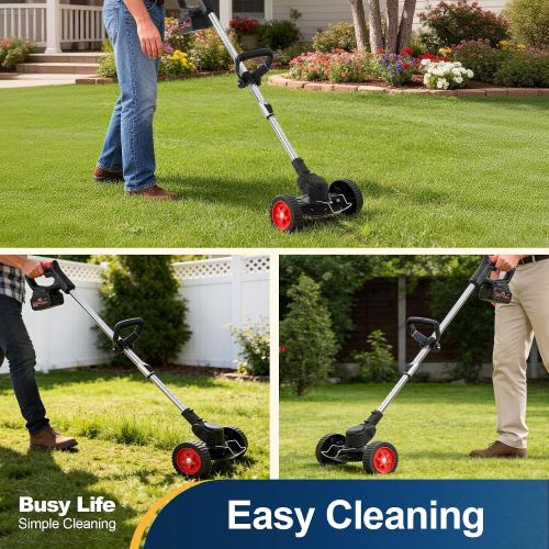 Yocada Cordless String Trimmer 2 in 1 Weed &Edge Trimmer | Electric Grass Wacker 47 Telescopic Pole with Handle&Wheel for Garden Yard Lawn(2*21V Battery&1*Charger)