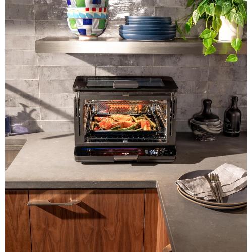 GE Profile Smart Oven with No Preheat, 11-in-1 Countertop Oven including Air Fry, Warm, Toast, Broil, Roast, Pastry, Reheat, and more, WiFi and Smart Connected, Black (Little Damaged, see the picture)
