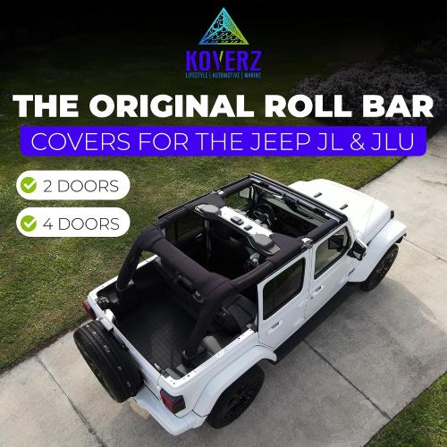 Roll Bar Cover Set Compatible with Jeep Wrangler JL Unlimited 4-Door JLU 2018-2023 (NOT 2024-2025) - Black