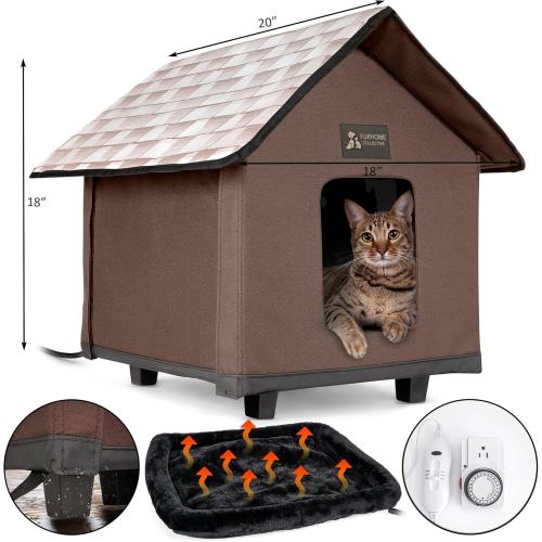 Heated Cat Houses for Outdoor Cats, Elevated, Waterproof and Insulated - A Safe Pet House and Kitty Shelter for Your Cat or Small Dog to Stay Warm & Dry