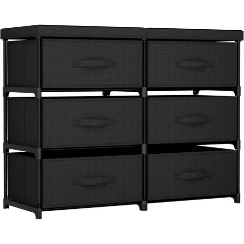 GcdPai Dresser with 6 Fabric Drawer Stand Desktop Sturdy Metal Plastic Support Tube Cube Storage Cabinet for Bedroom Organization Dorm Front Hall Entryway