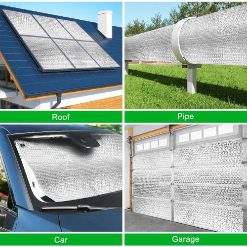 16P Garage Door Insulation Panels Kit 0.24T Double Bubble Reflective Aluminum Foil 6MM Sheet Thermal Pre-Cut Insulation Shield 120 Tapes Winter Clod and Summer Heat for Attic Garage Wall (24 x 48)