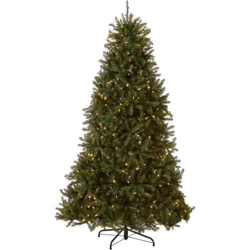 National Tree Company 6.5 ft Pre-Lit Dunhill Fir Artificial Christmas Tree, 600 LED Lights, 1,838 Tips, PowerConnect, Foot Pedal, 10 Light Functions, Includes Stand, Green