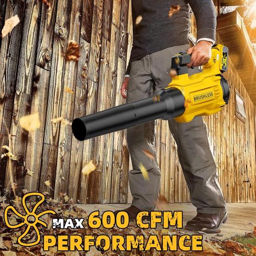 20V Cordless Leaf Blower, Max 600 CFM/125 MPH Turbo Boost Mode Compatible with DeWALT 20V Max Battery, Brushless Motor, Ergonomic 3.6LBS for Driveway & Yard, Tool Only