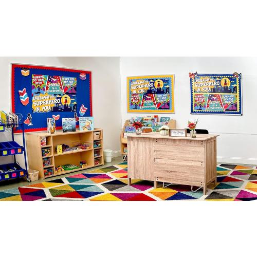 Sproutbrite 2 Large Motivational Posters Superhero Classroom Decorations - 13.5x39 Posters and Banners for Teachers - Bulletin Board and Wall Decor for Pre School, Elementary and Middle School - Inspires Students through Superhero Themes