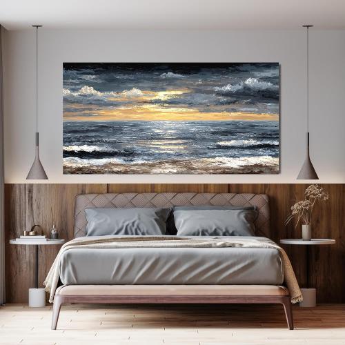 Canvas Oversized Wall Art Decor Modern Wall Art Pictures for Living Room Abstract Coastal Wall Art Prints Large Landscape Wall Art Decorations Abstract Canvas Art Wall Decor Home Office Decor 29X58 ‼️unused‼️
