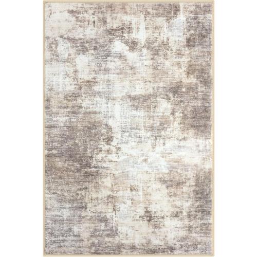 IOHOUZE Abstract Area Rugs 9x12 Ft Washable Large Rugs for Living Room, Non Slip Dining Room Rug, Printed Faux Wool Rugs for Bedroom, Floor Carpet for Office Nursery Playroom, Beige Brown