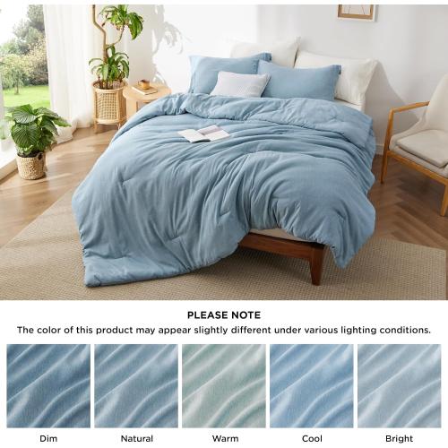 Bedsure Queen Comforter - Storm Blue Soft Bedding for All Seasons, Cationic Dyed Bed  Queen Size Comforter (90x90)