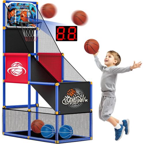 Kids Arcade Basketball Hoop Indoor Outdoor Single Shot Basketball Game for Toddler,Carnival Games Sport Gifts for Boys Girls Ages 3-8 Years Old,Ideal for Competition