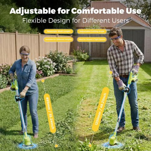 Cordless Weed Wacker Brush Cutter Weed Trimmer with Blade Stringless 21V | 2 X 2.0Ah Electric Weedwacker Battery Powered with Charger - User Friendly Small Yards Grass Cutter for Seniors & Beginner