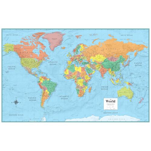 Swiftmaps 32 x 50 RMC Large World Wall Map Poster - Laminated Rolled (32x50 Signature World)