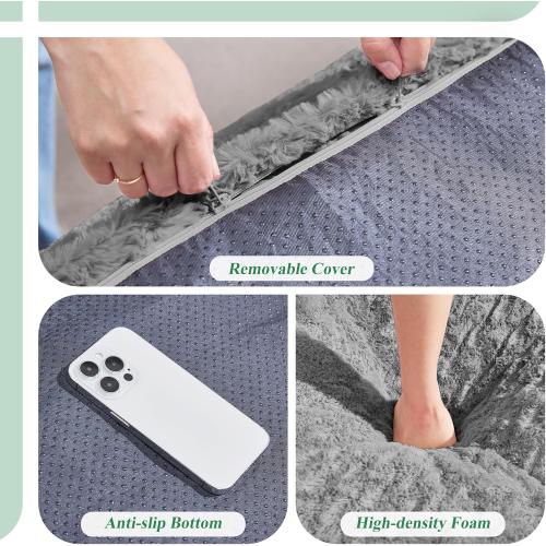 Hobestluk Bean Bag Chair Big Bean Bag Lounger for Adults Bean Bag Couch with Memory Foam Filled for Living Room, Bedroom or Balcony (Chevron Plush Grey)