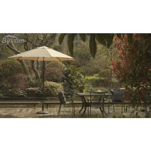 Blissun 9' Outdoor Patio Umbrella, Outdoor Table Umbrella, Yard Umbrella, Market Umbrella with 8 Sturdy Ribs, Push Button Tilt and Crank