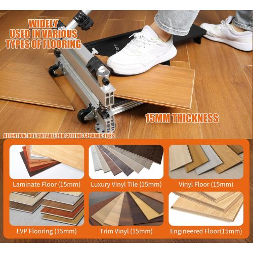 CUTTEREX 13” Vinyl Floor Cutter with Wheels – Easy Angle & Length Cutting, Flooring Tools - Cuts Vinyl Floor, Engineered Wood, LVP, LVT, VCT, SPC, WPC, HSS Blade/LED Light