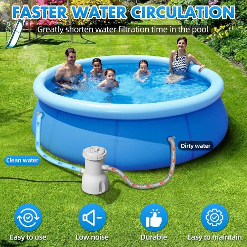 Standard Series Above Ground Pool Filter Pump - 800 GPH Flow Rate | Rapid Circulation & Micro-Debris Filtration, Pool Cartridge Filter Pump System - Keep Water Crystal Clean & Clear - Grey