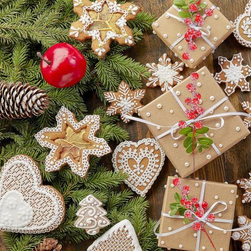 50 Pcs Holly Stems, 8.7 Snow Sprays Artificial Red Berry Stems, Holly Berry Picks for Christmas Tree Fillers Decor, Fake Red Berries for DIY Crafts Wreaths Garland Home Party Winter Decor