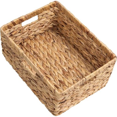 small woven water  Wicker Basket,  Storage Basket with Built-in Handles, 1 Pack