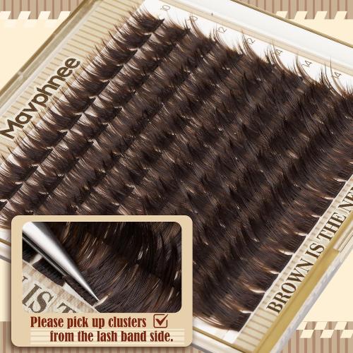 Brown Eyelash Clusters Wispy Volume Cluster Lashes Faux Mink Lash Clusters Fluffy Cluster Eyelash Extensions Thick Lash Extensions Dark Brown Individual Lashes Clusters (108PCS, CC Curve, 10-16MM)