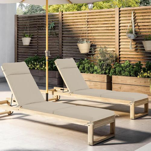 Chaise Lounge Cushion 80x26x3 Inch ?Set of 2 Outdoor Lounge Chair Cushions, Lounger Pad Replacement with Fade-Resistant, Removable & Machine-Washable Covers, Ideal for Patio Chaise Chairs, Cream