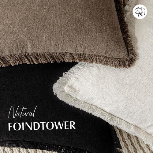 Color Green Foindtower Set of 2 Decorative Linen Fringe Throw Pillow Covers Cozy Farmhouse Boho Cushion Cover with Tassels Soft Accent Pillowcase for Couch Sofa Bed Living Room Home Decor 20×20 Inch