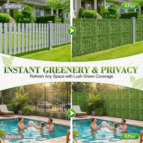 120x40 Artificial Ivy Privacy Fence Screen, Faux Greenery Backdrop Ivy Vine Leaf Hedges Wall Fence Panels Green Wall Decor for Patio, Balcony, Garden, Backyard Indoor Outdoor