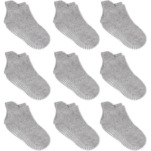 Zaples Baby Non Slip Grip Ankle Socks with Non Skid Soles for Infants Toddlers Kids Boys Girls