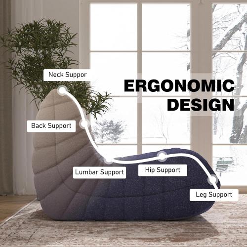 Bean Bag Chair, Fireside Chair Bean Bag Sofa Large Bean Bag Chair for Adults, Bean Bag Chairs for Teens with High Density Comfortable Foam, Memory Foam Bean Bag for Living Room, Bedroom (Blue&White)