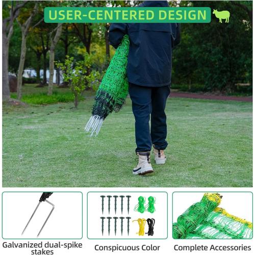 Electric Fence Netting, 49.6 H x 164' L, Portable Livestock Nets Mesh for Hog, Dogs, Deer, Goats, Larger Animals Electric Fencing for Backyards, Homesteaders, Farms, Ranches, Gardens
