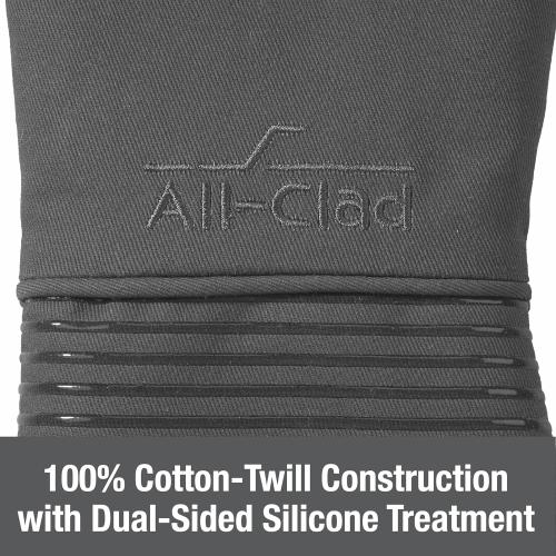All Clad Silicone Oven Mitt: Heat Resistant up to 500 Degrees - 100% Cotton & Silicone, 14x7 Oven Mitt for Kitchen and Barbeque, 6-Pack, Pewter
