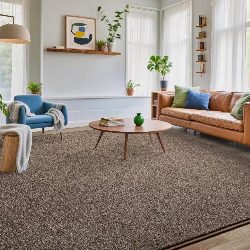 Tepook Soft Rugs for Living Room Bedroom, 7x10 Brown Modern Washable Non-Slip Area Rug, Indoor Memory Foam Carpets for Boys Girls Room Home Decor