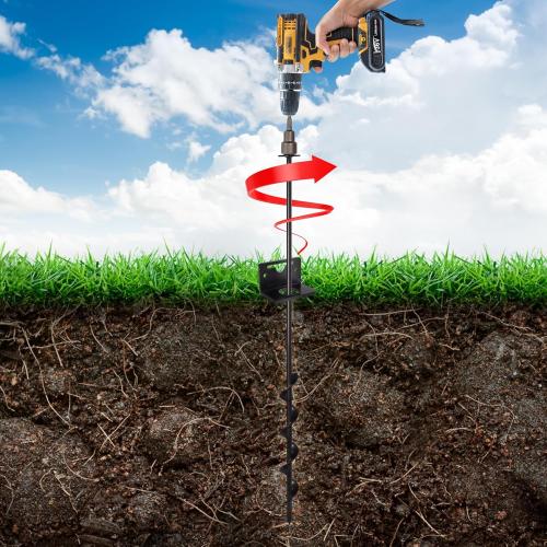 VASGOR 24” Mobile Home Anchors - Ground Anchor Screw in with Brackets and Adapter for Drill - Earth Anchors - Storage Shed and Swing Anchor Kits