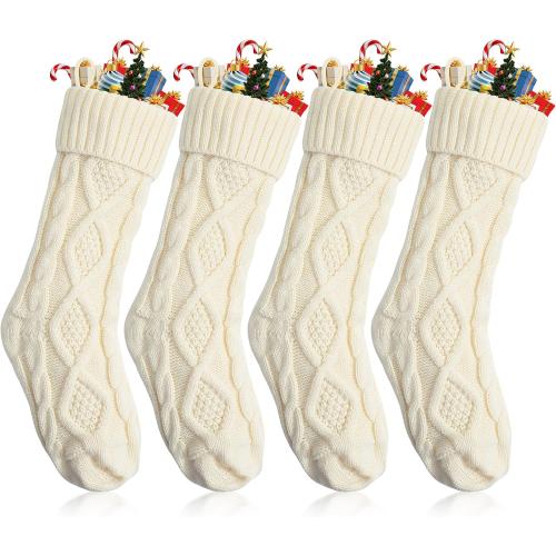 Mr. Pen- Christmas Stockings, 4 Pack, 18 Cream Stockings Christmas, Stockings for Christmas, Stocking Christmas, Cream Knit Stockings Christmas Stocking, Cream Christmas Stockings