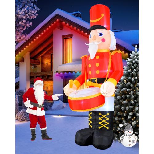 VCOKEN 12FT Christmas Inflatables Nutcracker Outdoor Decorations, Giant Christmas Inflatable with Big Bass, Built-in LEDs Inflatable Nutcracker Blow Ups for Xmas Decor Holiday Party Yard Garden Lawn