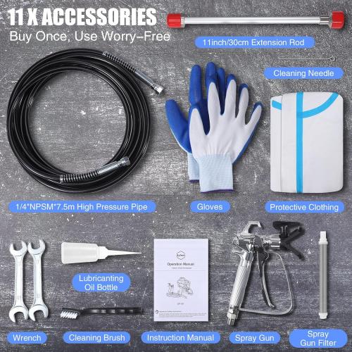 X9 Airless Paint Sprayer, 0.39GPM Paint Sprayer for Home Interior 650W 3000psi Airless Sprayer with Low Overspray Adjustable Pressure & Motor Speed for House Painting DIY Garage