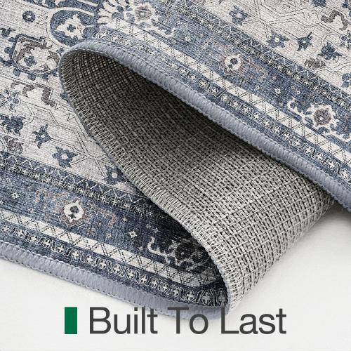 LUMI Retro Thin Door Mat, 18x30 Washable Indoor Doormat, Non Slip Absorbent Entrance Rug, Welcome Mats Entryway Rug Doormats for Front Door Kitchen Patio, Mist Blue