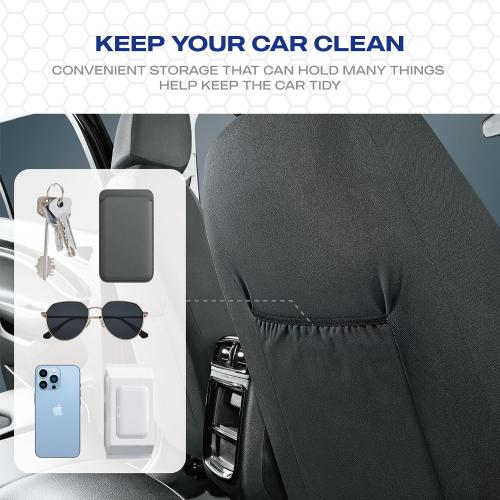 Skechers Memory Foam Seat Covers,Leather Car Seat Covers, Ultimate Comfort & Support Front Seat Covers Airbag Compatible, Automotive Universal Fit Most for SUVs, Vans, Sedans, Cars, Trucks,Black
