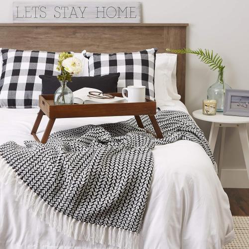 DII Arrowhead Woven Throw, with 3 Fringe, Black, 1 Piece