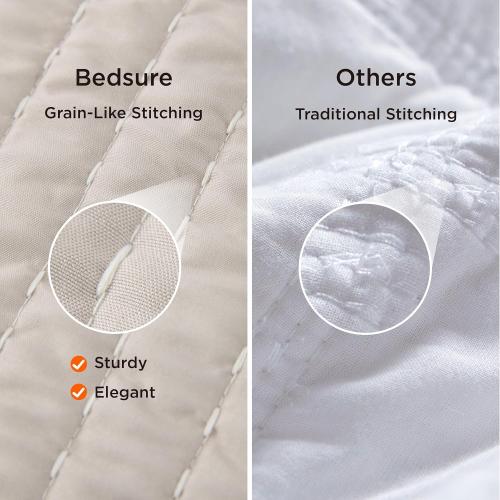 Bedsure Quilts Queen Size - Queen Quilt Bedding Set Bedspread Coverlet Comforter, Lightweight Neutral Striped Bedding, 3-Piece Set with 90x96 Coverlet & 2 Pillow Shams, All-Season Soft Microfiber