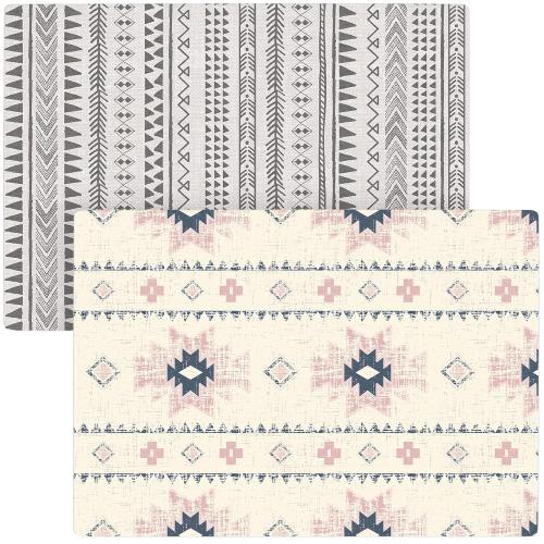 Baby Play Mat for Infants | One-Piece Reversible Foam Floor Mat | Large | Eco-Friendly | Extra Soft | Thick | Non-Toxic | Toddlers | Kids (Boho Pink/Natural Mixed Marks, Large)