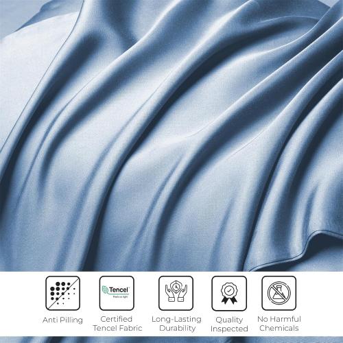 Size King Color Blue  Austrian Eucalyptus Tencel King Sheets Set-Premium Lyocell Cooling Super Breathable Silk Soft Deep Pocket 16 Sheets, Anti Pilling 4Pc Bed Sheets Set (King, Bahamas Blue)