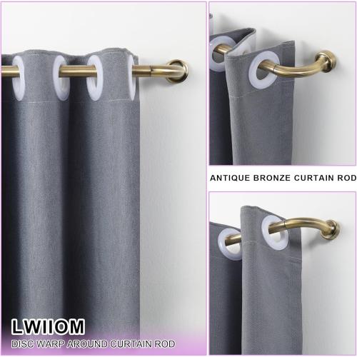 Antique Bronze Disc Curtain Rods, 48-84 Inches Window Curtain Rod,Adjustable Room Darkening Curtain Rod with Aluminum Finials and Brackets,Wrap Around Design