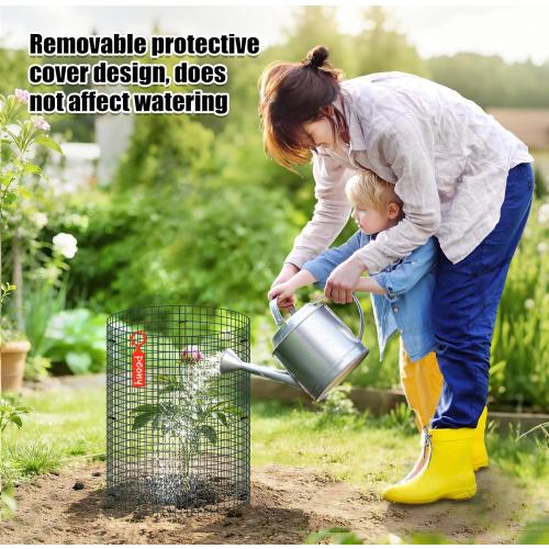 10 Pack Wire Plant Protector with Cover, 16x12 Detachable Metal Plant Protectors Mesh, Garden Plant Protectors for Shrubs Flowers Vegetables to Keep Rabbit & Chicken Animals Out