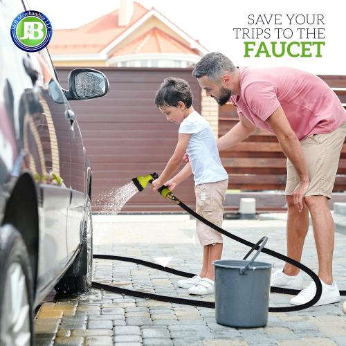 J&B XpandaHose 150ft Expandable Garden Hose – Ultra-Strong 3750D, 4-Layer Latex Core, Brass 3/4 Connectors, 10-Pattern Nozzle & Storage Bag – Lightweight, Kink-Reducing, Leak-Resistant