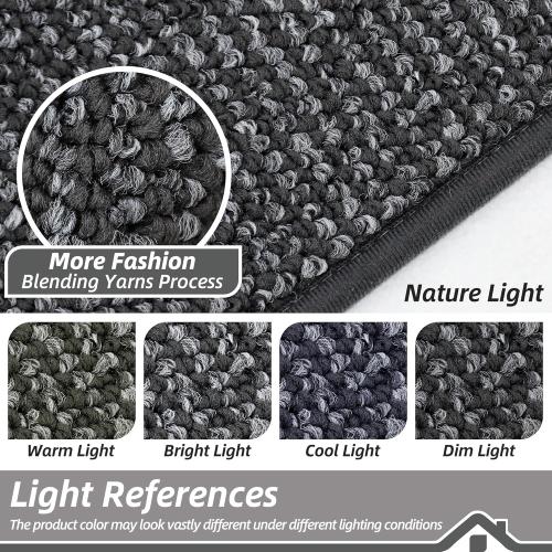 Dirt Trapper Door Mat Non-Slip Washable Doormats Entrance Mat, Dirt Resistant and Absorbent Welcome Mat, Low Profile Floor Mats for Front Back Door and Entryway, Charcoal