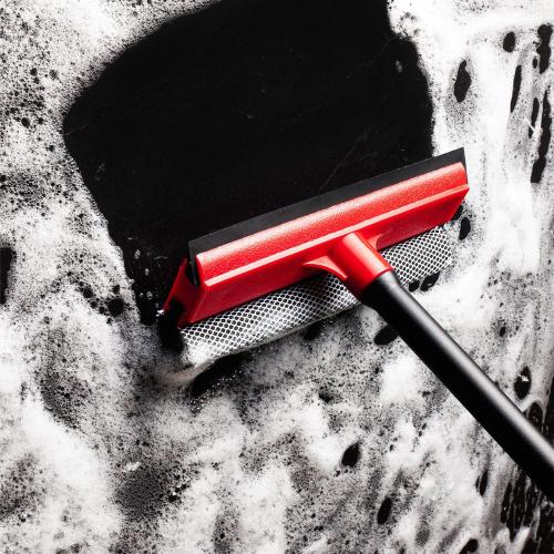 DSV Standard Window Squeegee for Car Windows, 2-in-1 Window Cleaner for Car Windshield, Gas Station, Shower, and Glass | Auto Squeegee , 8 Soft Rubber Blade & Highly Absorbent Sponge *MISSING HANDLE*