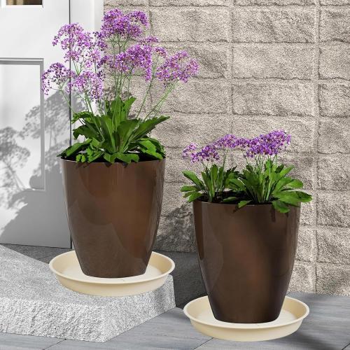 COLOR BLACK Size 26inch  6 pack of Plant Saucer Tray , Heavy Duty Plastic Pot Plant Drip Trays Saucers for Indoors Outdoor, Plant Water Tray for Planters